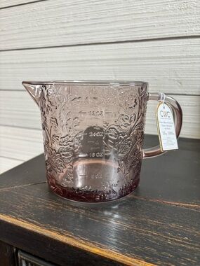 CWC Cook With Color Glass Measuring Cup 33oz ~ 4 Cups Brown Floral NEW